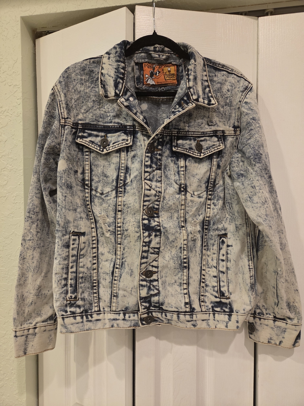 Acid Wash Denim Jacket - Rolling Paper Womens Medium